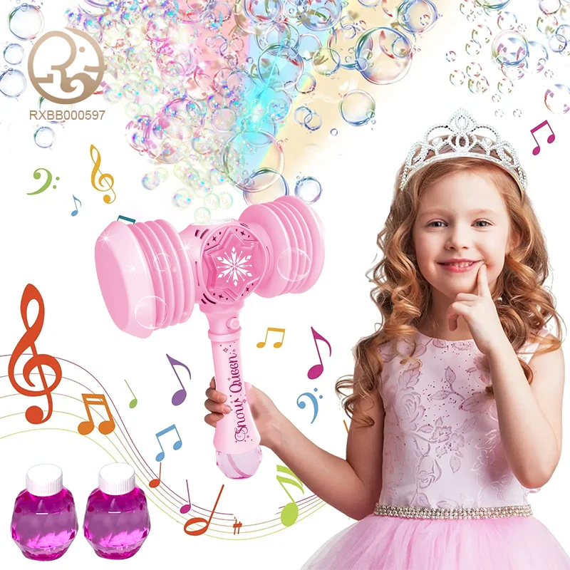 Mini small LED Outdoor girl princess light up electric automatic bubble wand  stick plastic magic bubble glow stick with light