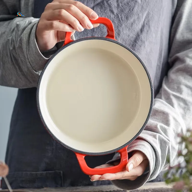 Hot Sale Enameled Cast Iron Round Pan / Roaster Pan Set Non Stick Cookware Set