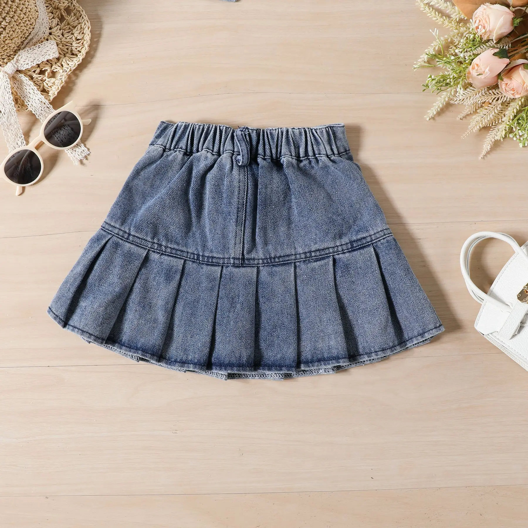 New Design Summer Toddler Girls Baby Crop Top and Skirt Girl Fashion Denim Skirt Suit 2 PCs Clothing Set For Kids Outfit