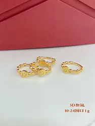 Certified In Stock Wholesale 5D Cyanide-Free Ring Multi-Ring Mouth Can Choose 999 Pure Gold Smiley Ring Fashion Versatile