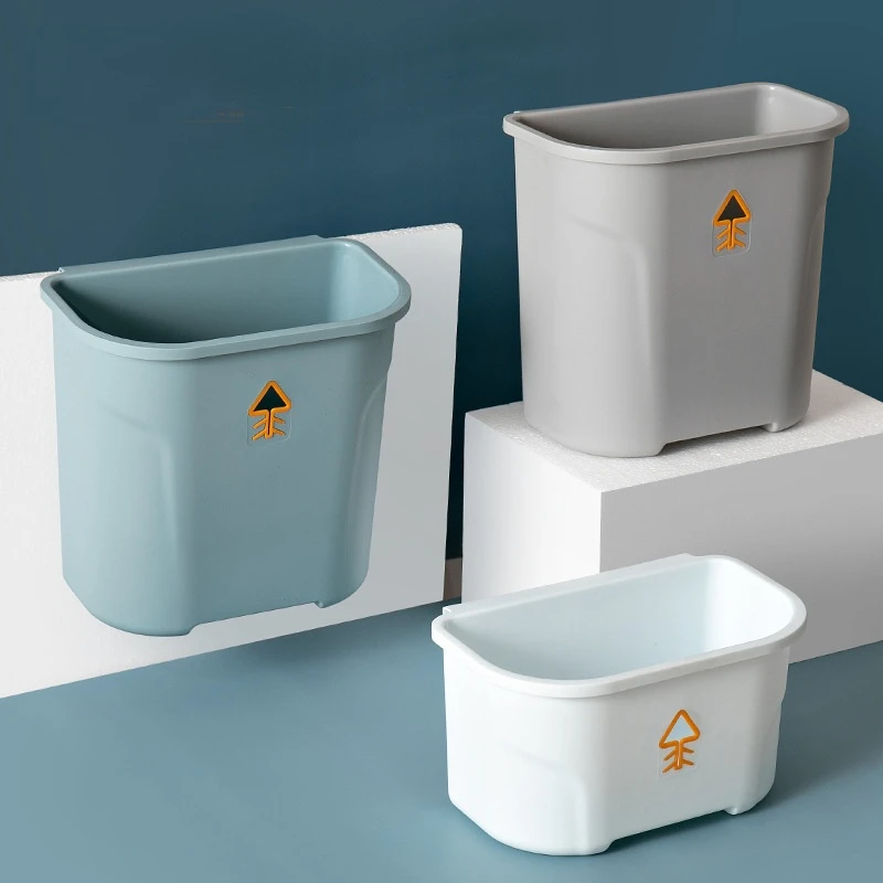Multi-functional Plastic Household Hanging Garbage Can Vehicle Garbage Waste Bin Kitchen Cabinet Door Hanging Trash Can