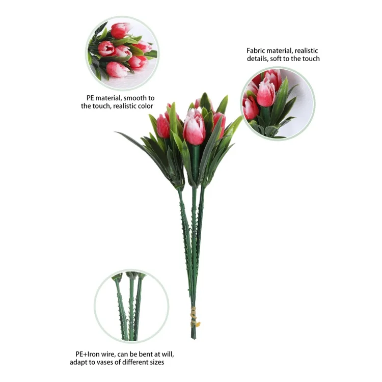 C-1264 Real Touch  Artifical Flower Tulip Bouquet With Different Color As Diy Gifts For Home Decor