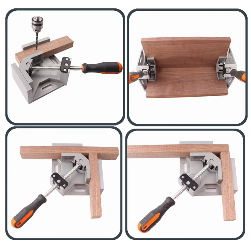Single Handle Aluminum 90-degree Angle Clamps Woodworking Frame Clip Right Angle Folder Tool