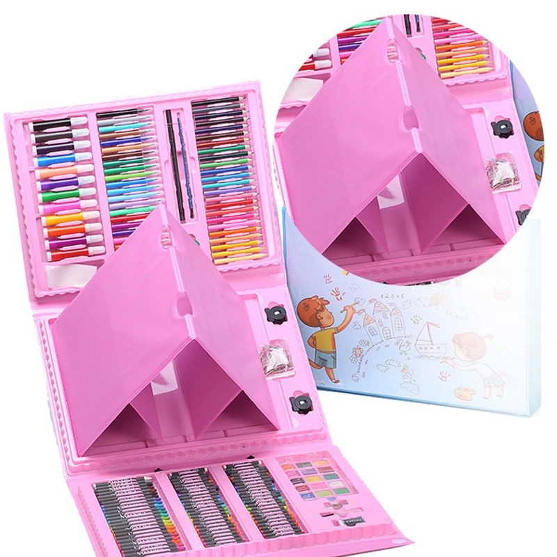 ULi Hot selling 208pcs drawing art set children painting drawing toys tools sets kids drawing toys for kids