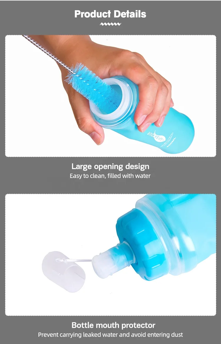 300ml 400ml 500ml BPA Free Reusable Portable TPU Squeeze Outdoor Sport Running Soft Flask Water Bottle