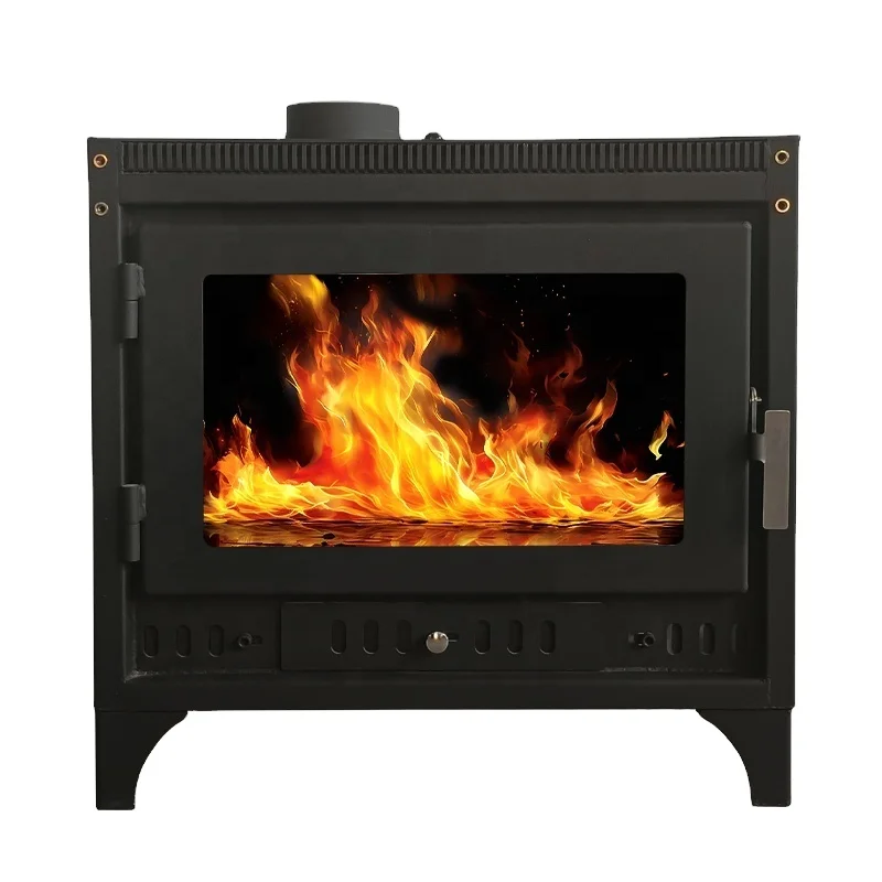 Modern Freestanding Steel Fireplace with Oven for Indoor Living Room Use