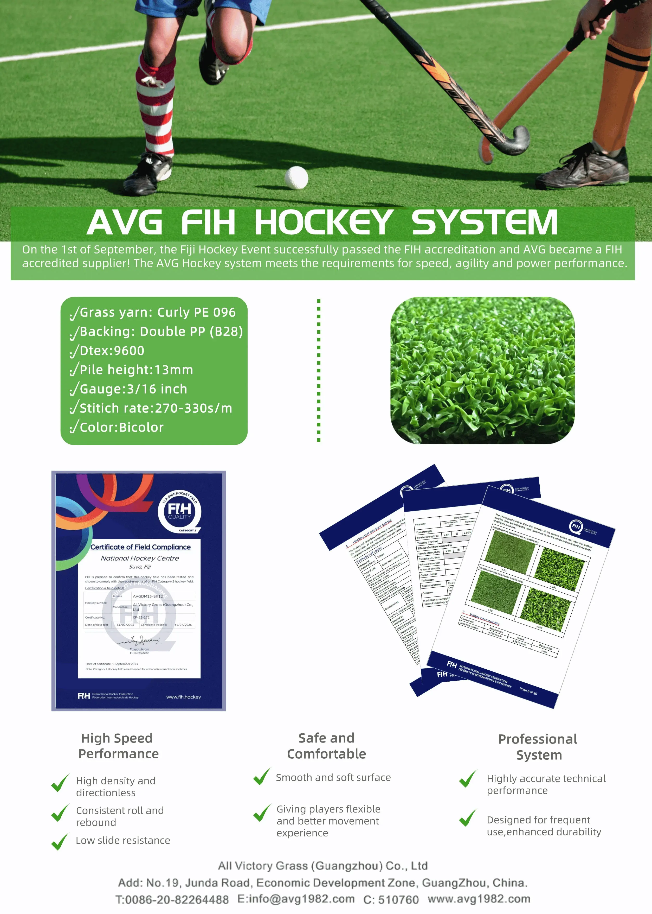 FIH global approve hockey turf grass carpet field hockey turf for sale
