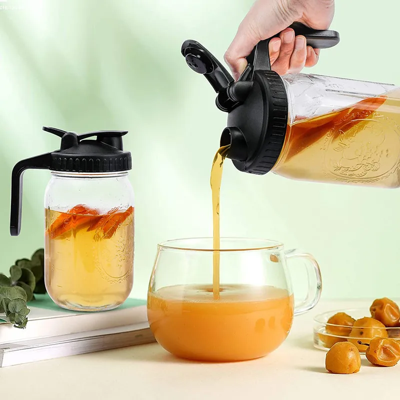 Bulk Reusable Wide Mouth Mason Jar Plastic Flip Cap Drinking Lids Pour Spout Lids With Handle
