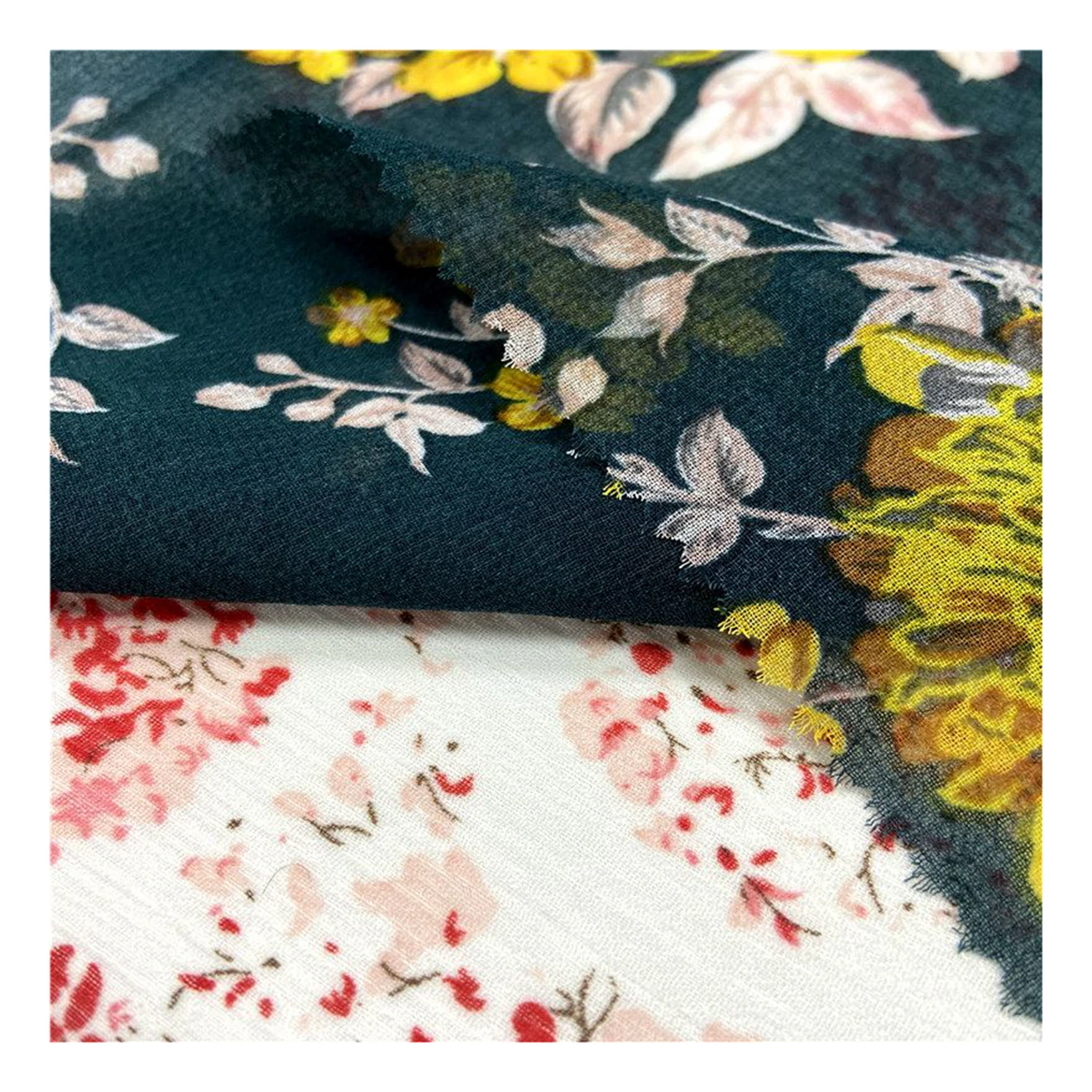 Sakura Pattern moss chiffon fabrics polyester crepe fabric print for women dress blouse hijab shawl