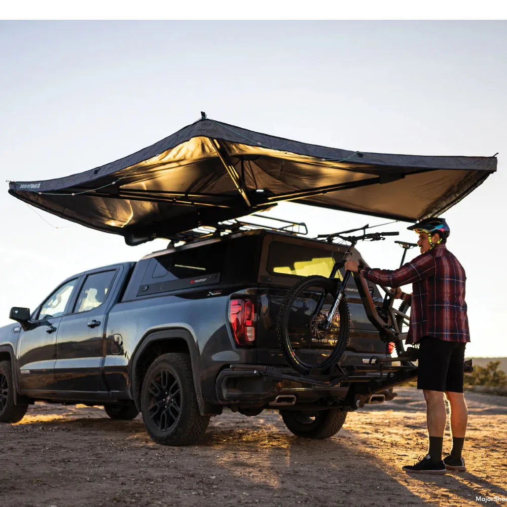 majorshady 270 RH vehicle roof mounted awning outdoor rugged vinyl travel cover 80 square feet sun protection tent black