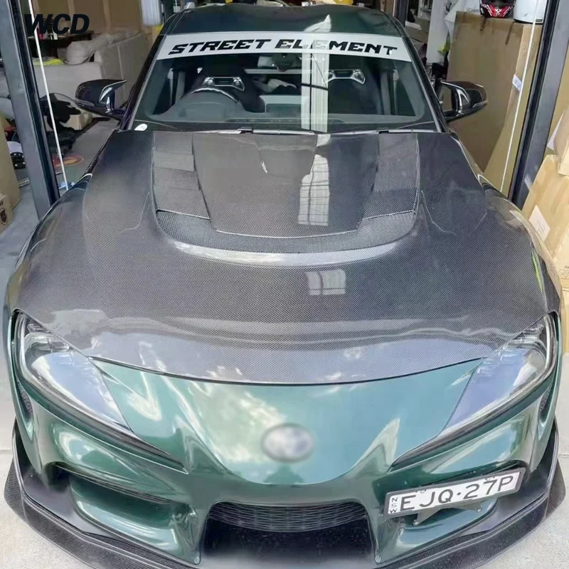 Глянцевая крышка капота автомобильного двигателя Supra A90 из углеродного волокна для Toyo-ta Vrs Style