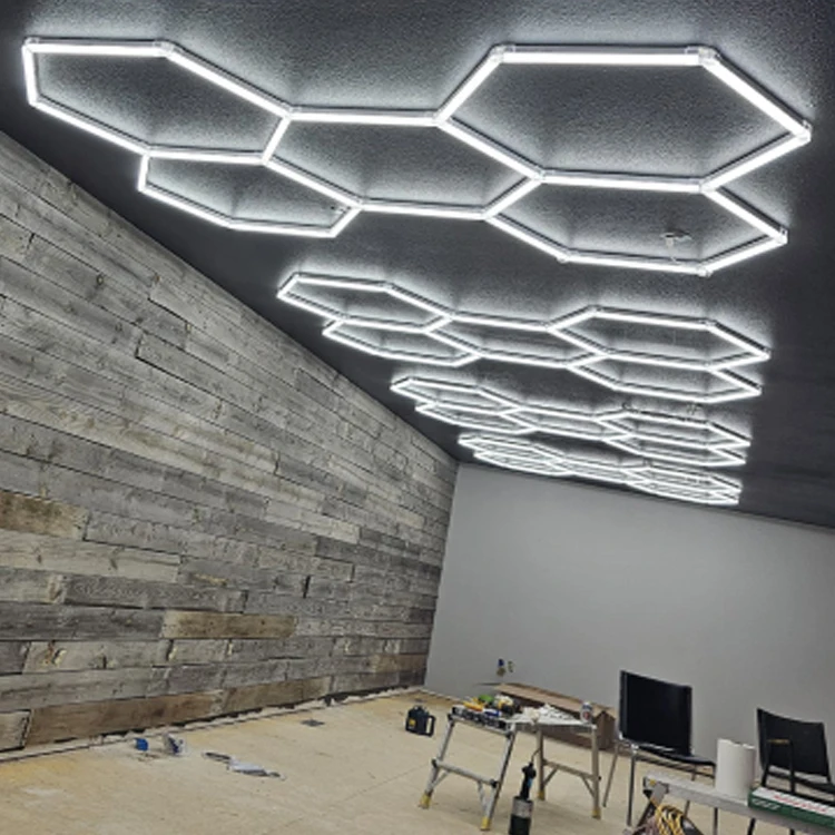Hexagon Detailing Workshop Lights Led For Car Shop And Garage Ceiling honeycomb lights Work Garage Led Light