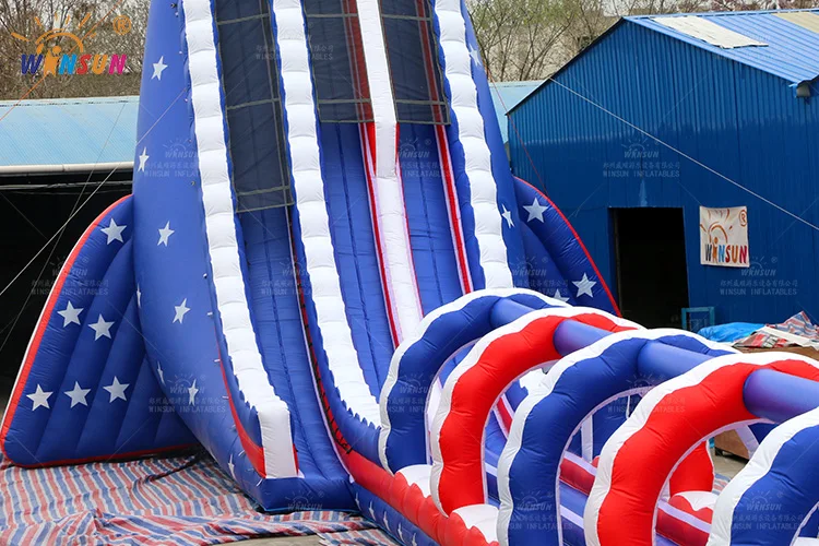 Amusement Outdoor Giant Customize Inflatable Water Slide American flag giant slide