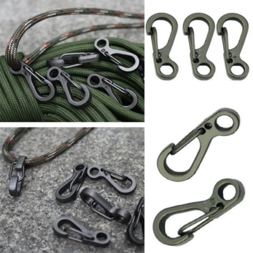Mini Carabiner Clips Spring Hanging Buckle with Metal Wiregate Guard Hook Paracord Tactical Survival Gear