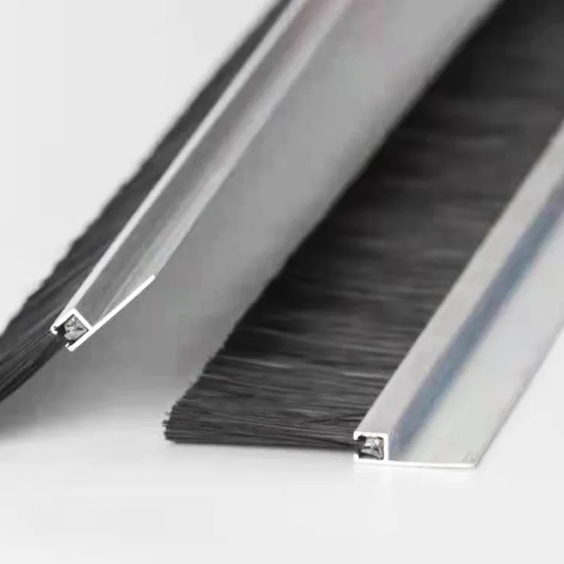 Brush Door Sweep PP Hair Aluminum Alloy Sweep Seal Sliding Door Brush Seal Strip Easy Mounting Thresholds Sweep for Replacement