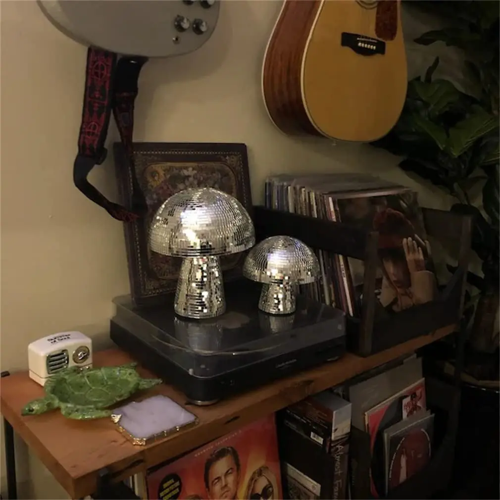 Mushroom Disco Ball - 2022 Silver Disco Mirror Mushrooms Shape Home Art Decor for Homes Art Decorations Offices and Wedding