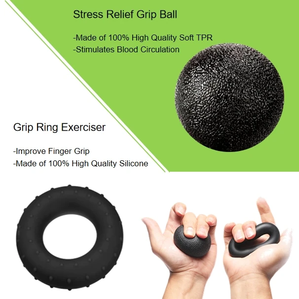 5 Pack Adjustable Exercise Hand Grip Strengthener Forearm Strength Trainer Finger Exerciser Gripper Set