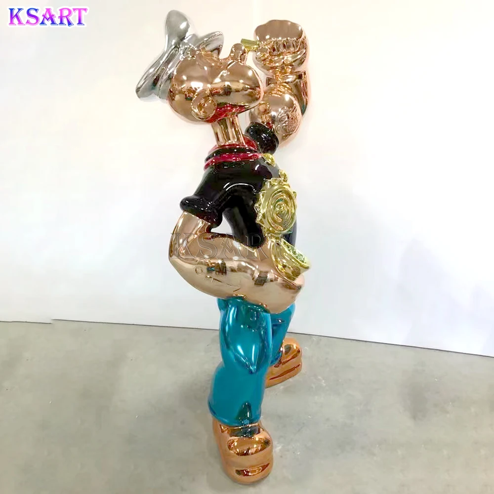 Glass fiber black Popeye sculpture electroplating Popeye shop exhibition display resin crafts