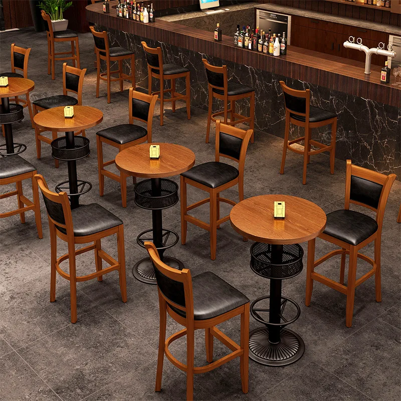 Industrial Style Solid Wood Restaurant Booth Sofa Custom Bar Restaurant Occasion Tables And Chairs Set For Cafes