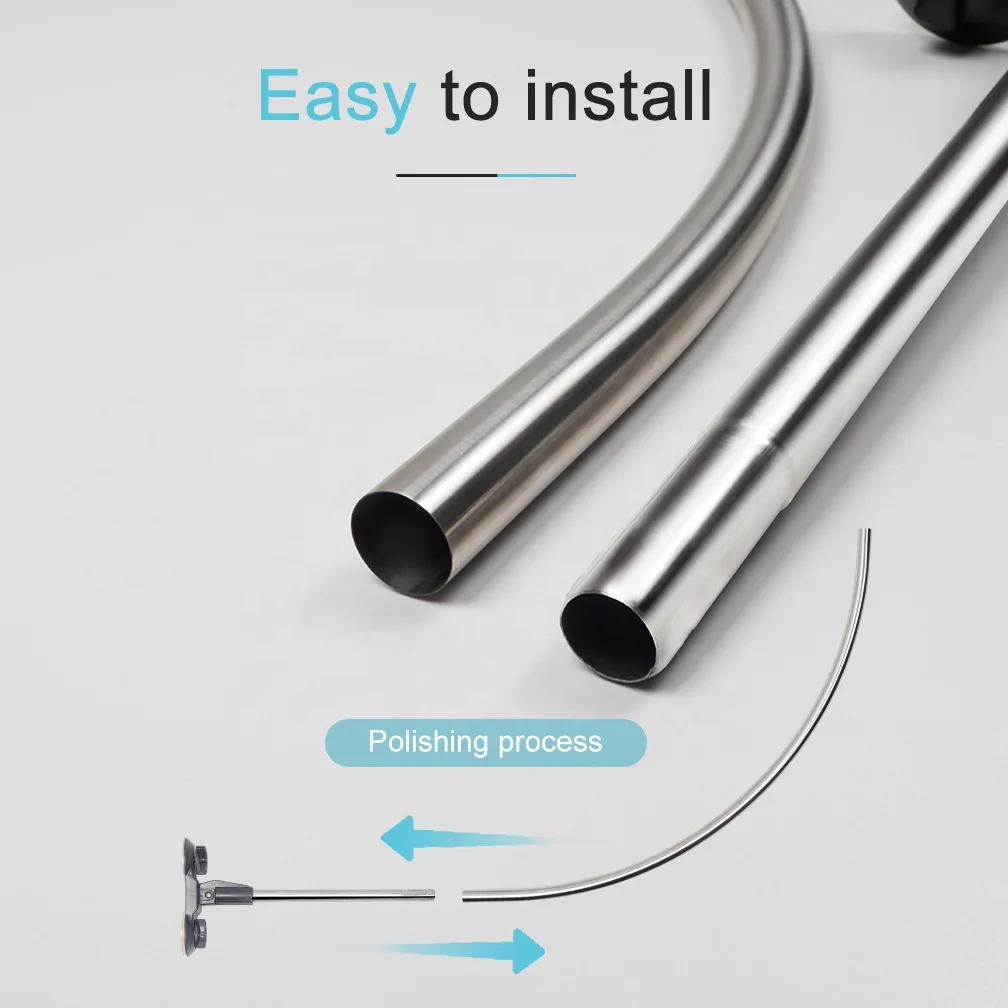 BAOYOUNI No Drilling Metal Bathroom U Shaped Shower Rod Wall Mounted Corner Bath Curtain Rail for Bathtub