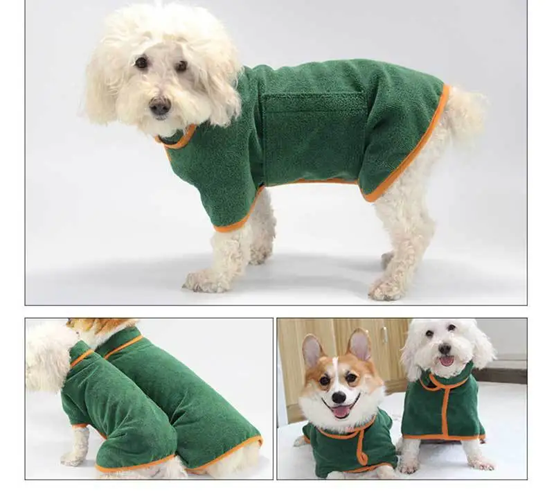 Dog Bathrobe Towel Super Absorbent Microfiber Adjustable Fast Drying Coat Pet Thick Soft Robe For Dogs