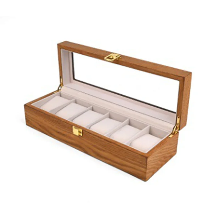 Spot wholesale 6 watch box Vintage wood 6 grid watch collection display box watch box