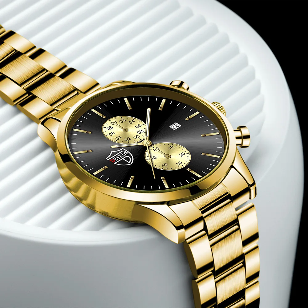 New Calendar Men fashion luminous Stainless steel with quartz watch Student watch