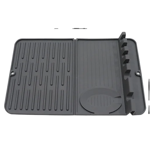 New Product Multi-functional Silicone Spoon Rest & Dish Drying Mat Utensil Rest Spatula Holder With Drip Mat