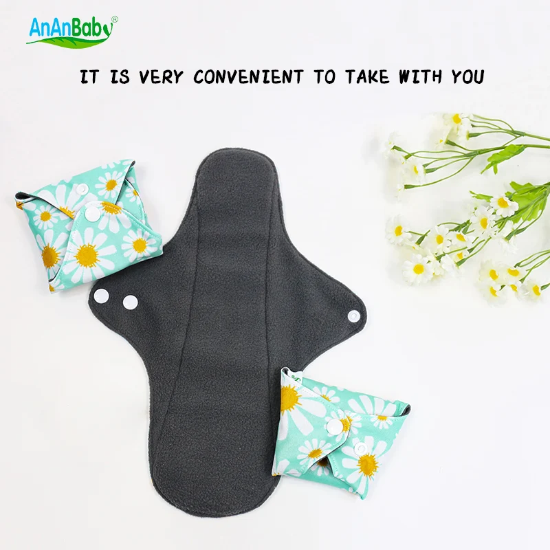 Ananbaby Eco Friendly Menstrual Napkin Reusable Washable Leak Free Bamboo Charcoal Lady Sanitary Pad