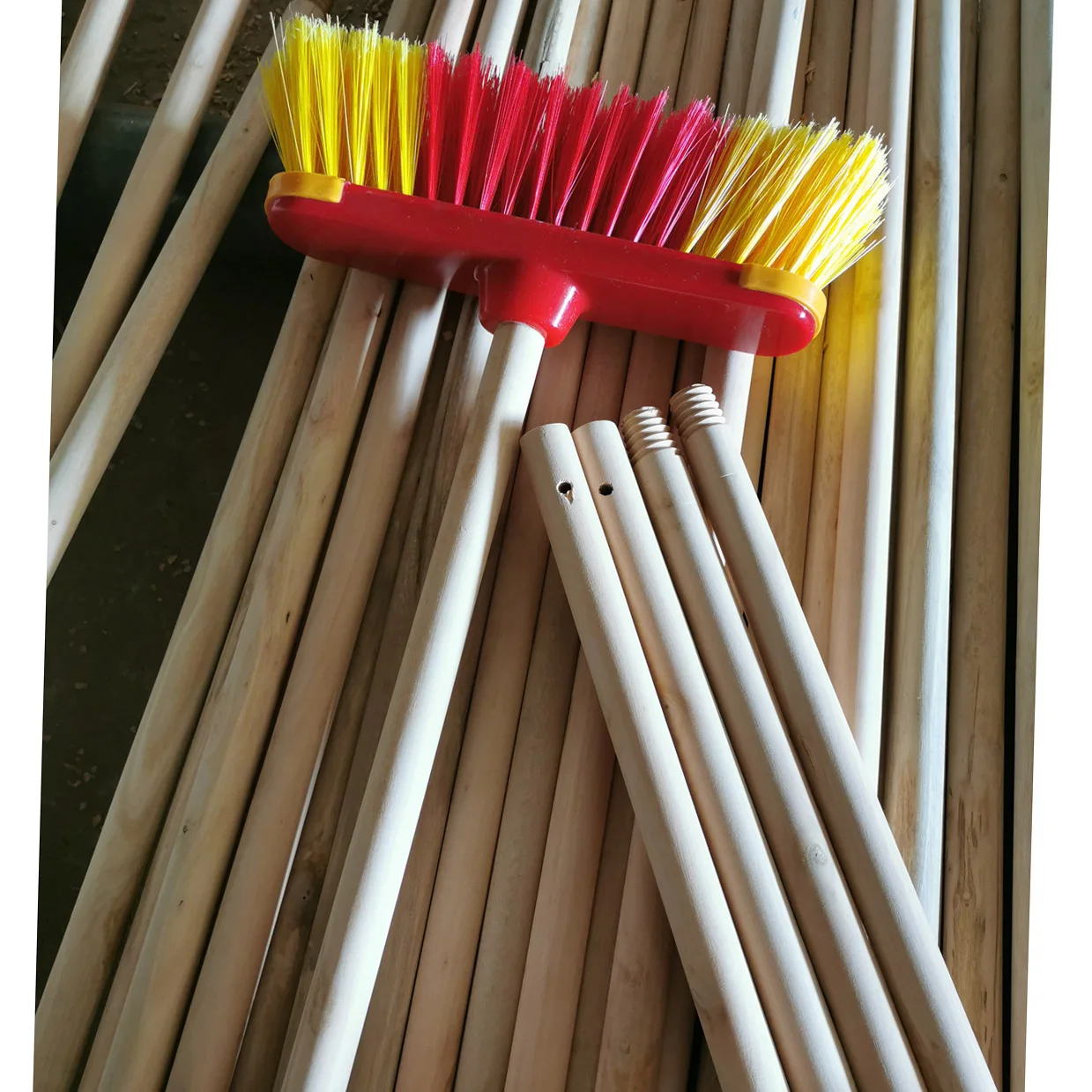 Broom Garden Cleaning Natural Wooden Curtain Rod Broomstick Handle for