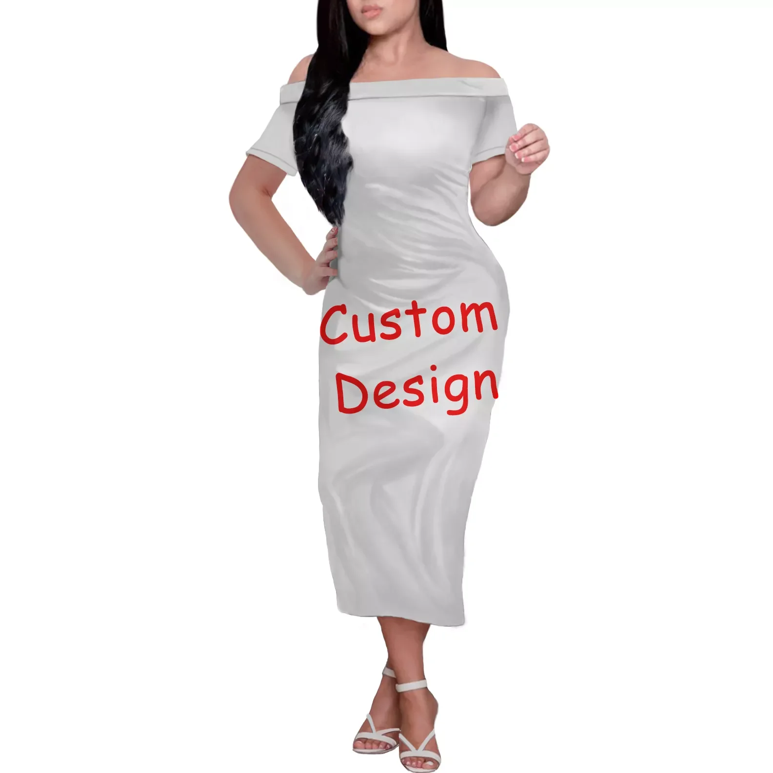 Custom LOGO Hot Selling Elegant Dresses Hawaiian Style Brown Hibiscus Leaf Printed Oversized Short Sleeve ladies dresses