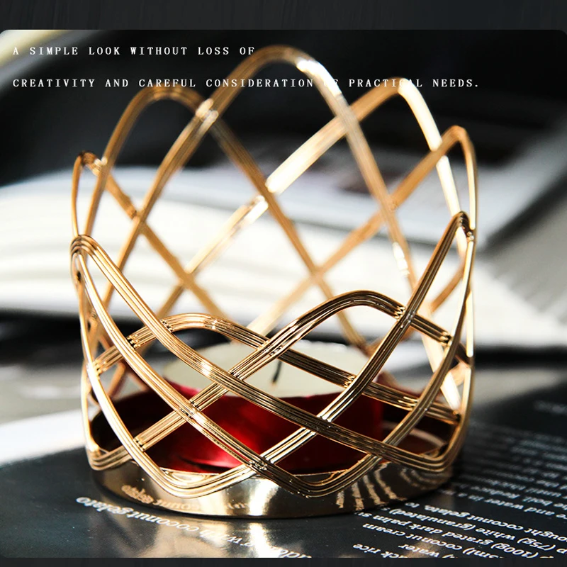 Christmas Candlestick, Desktop Decor Gold Votive Candle Stand For Table Centerpieces