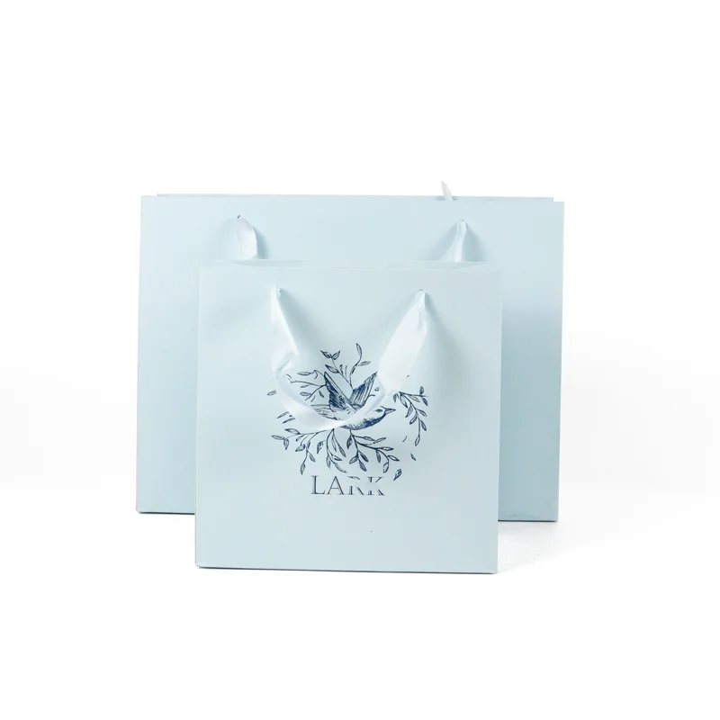 Crown win luxury blue gift wrapping paper bags wedding packaging with your own logo kraft package bolsa de carton art paper bag