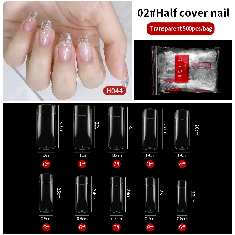 18 Models Long Short Half Cover Full Toenails Nail 500pcs/bag False Tips Extension Tools Press on Nails