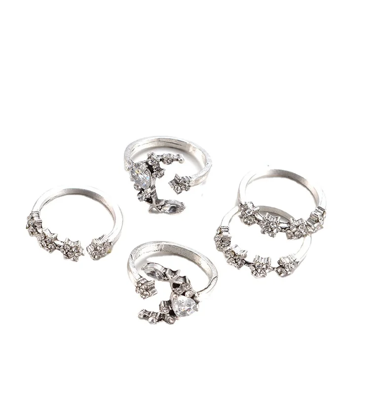 Moon shape designs set for women wholesale wedding crystal rings