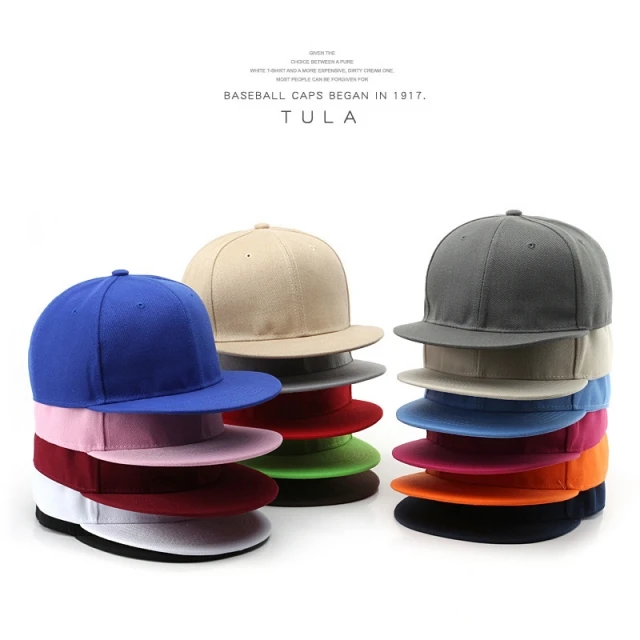 Wholesale solid color can customize your logo flat edge baseball hat flat brim hat