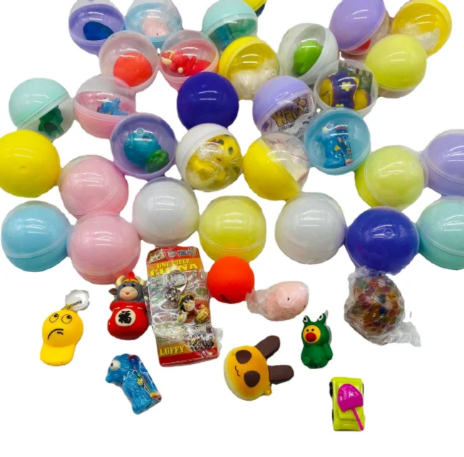 Cheap promotional gift capsule toy 65mm plastic surprise egg capsule ball toy vending machine ball for children