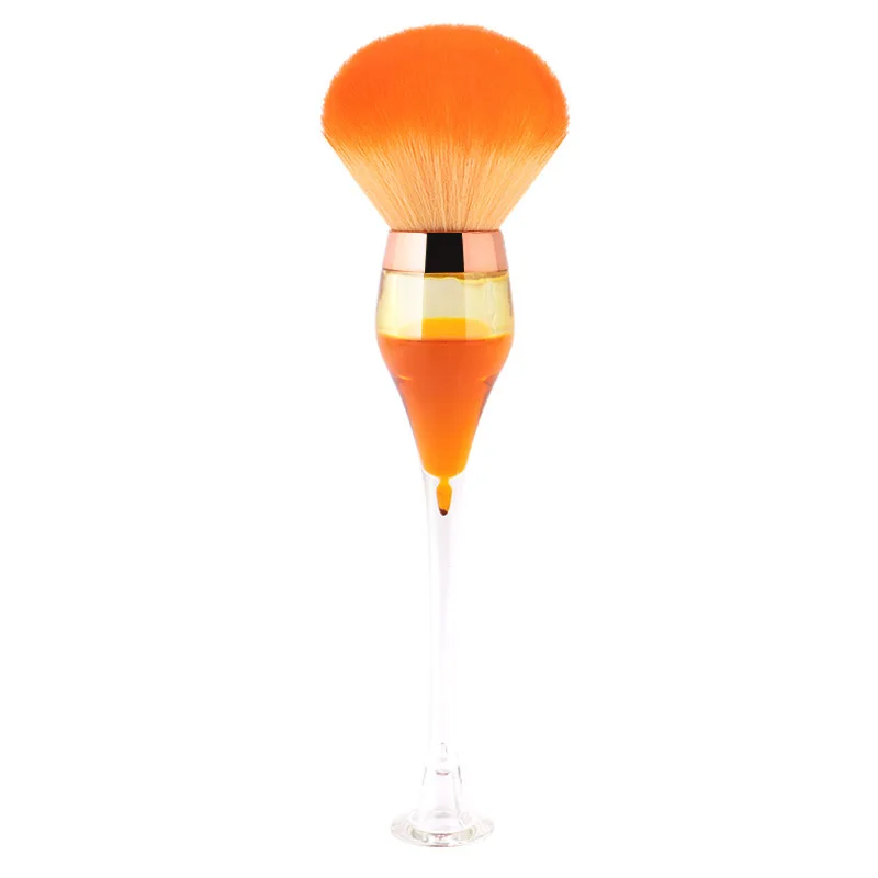 Red Wine Bottle Nail Dust Brush Loose Powder Cosmetic Glass Makeup Brushes Soft Acrylic Wine Glass Makeup Brush