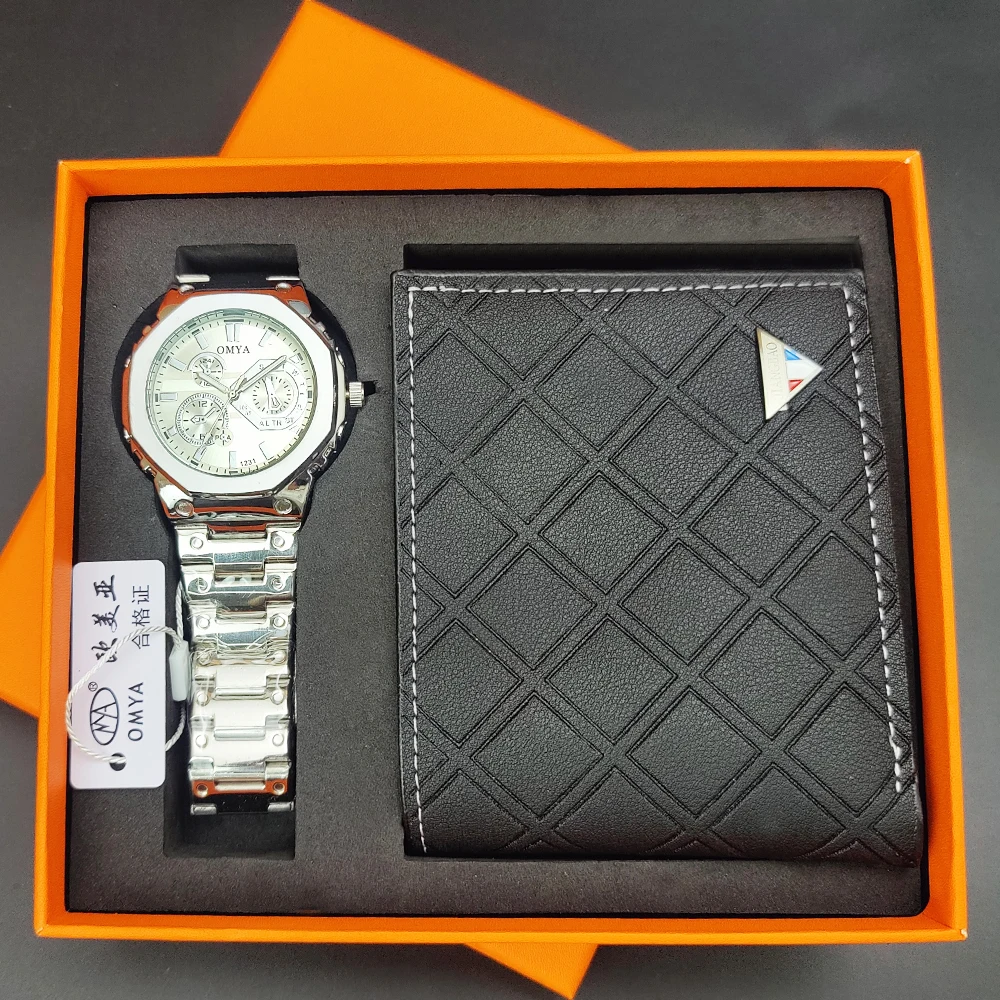 Luxury Watch+Wallet+box set Top Brand Men Watch wallet Sets with box Fashion Cheap Watches Wallet with box set Wristwatches Gift