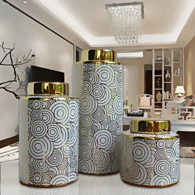 Marble Vase Sale Luxury Home Decoration Vase Ceramic Ginger Jars Home Decor Storage Jar With White And Gold Ginger Jar