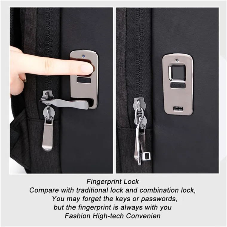 Oem locking backpack lock fingerprint lock anti theft backpack fingerprint lock