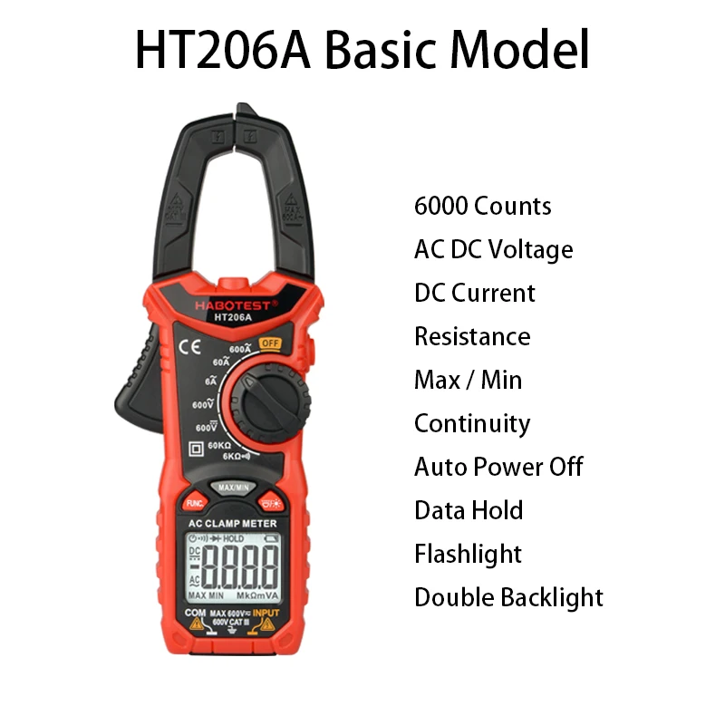 HT206A mended Electrician Special High-precision Measurement Automatic Range Digital Clamp Meter