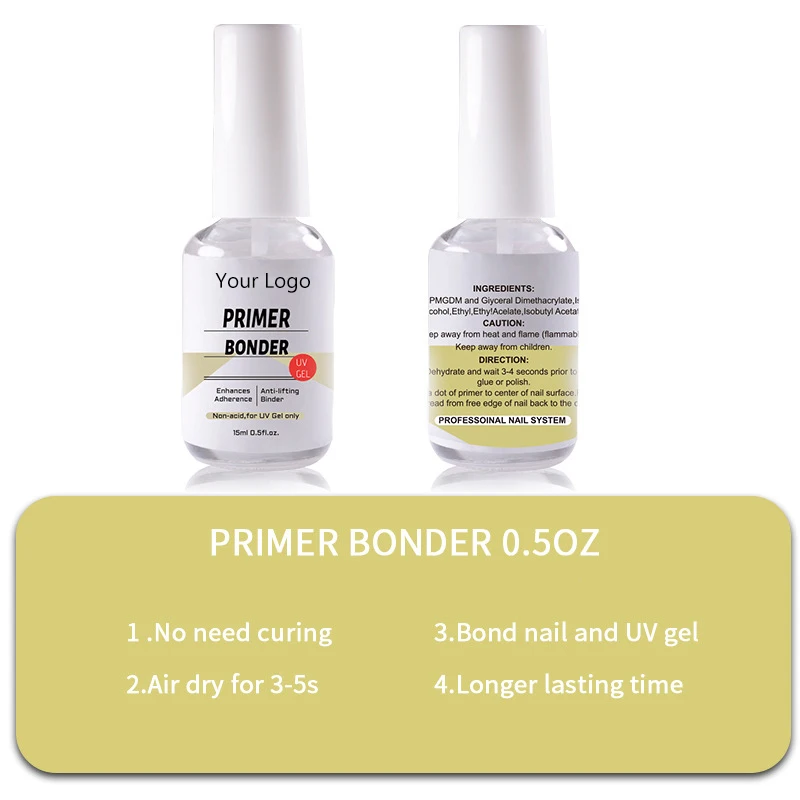 2 PCS/Set Bonder Nail Prep Dehydrator and ACID-FREE Primer Acrylic UV Gel Base Coat Air Dry Nail Art Primer