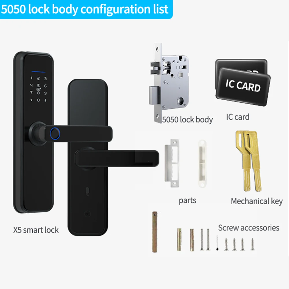 Amazon hot sell biometric intelligent wifi electronic password fingerprint tuya smart door lock