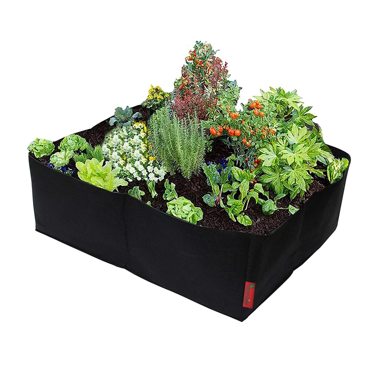 Green Field Non Woven Felt Fabric Raised Garden Bed Large Outdoor Stackable 4 Divided Raised Vegetable Bed