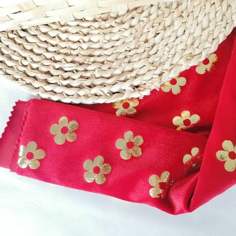 2023 Wholesale korean velvet gilding printed fabric for clothing