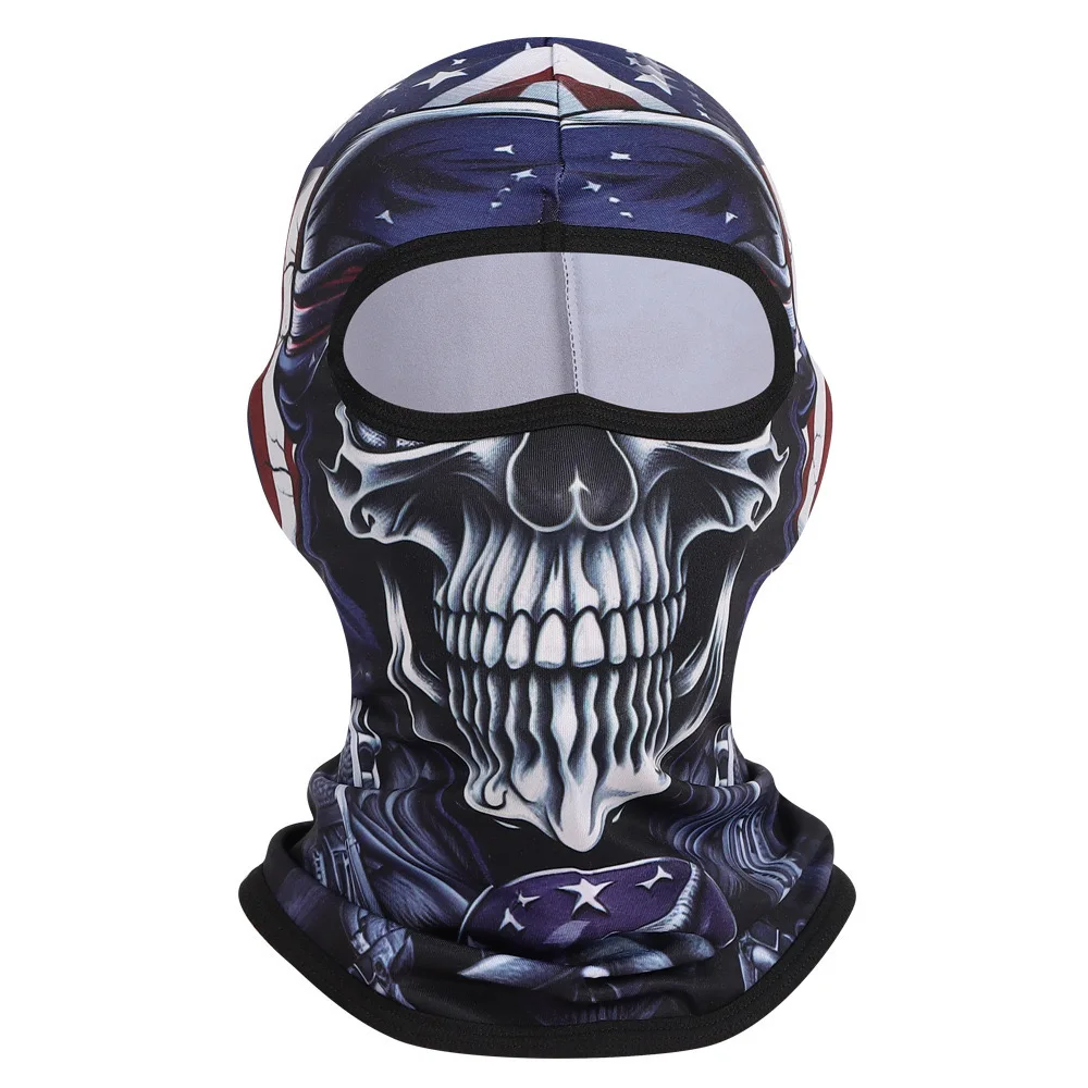 2024 Custom Sublimation Printing Logo Quick Drying Cycling Motorcycle Full Face Cover Breathable  Mesh Ghost Balaclava Mask