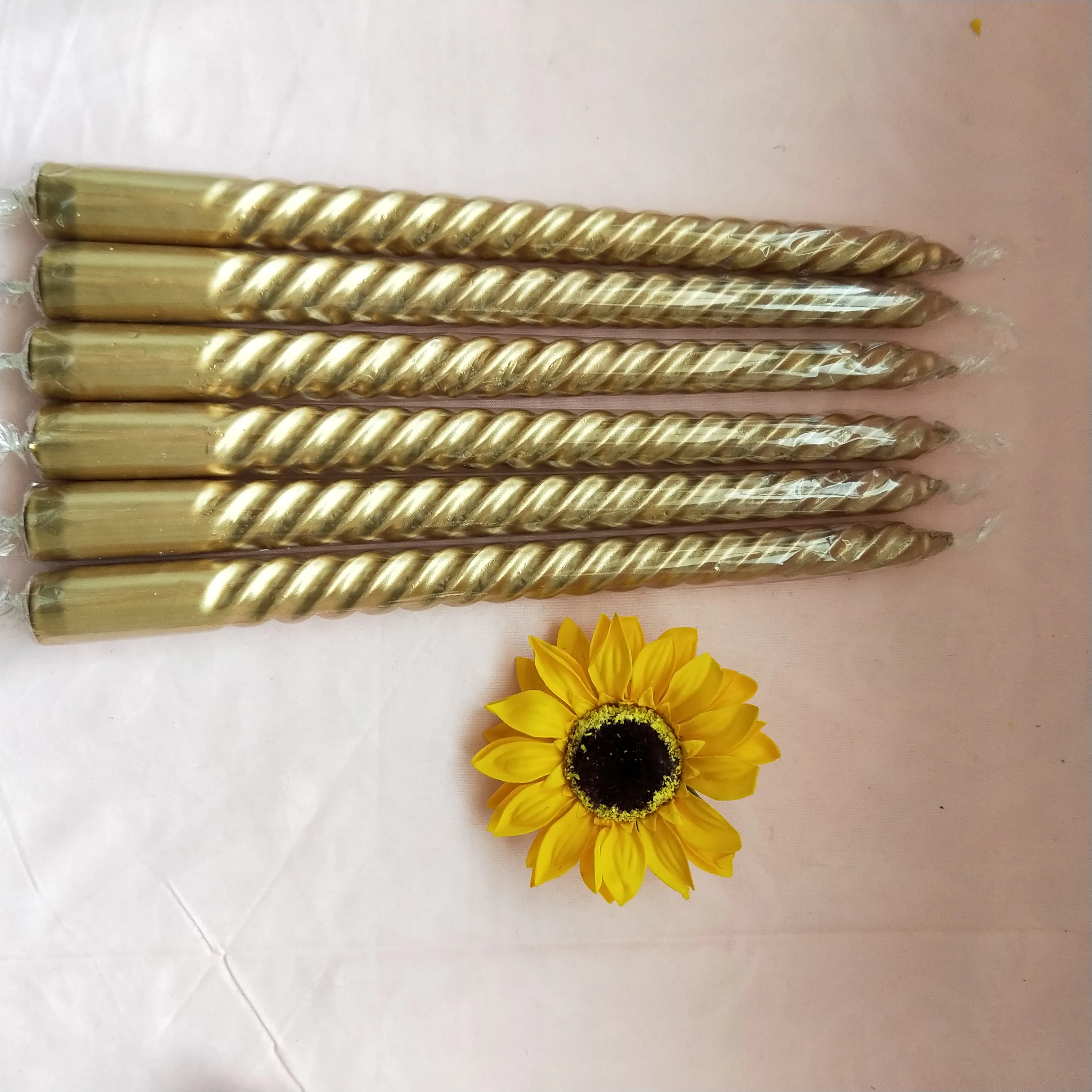 
Good quality spiral wick candles spiral pink Taper Candle 