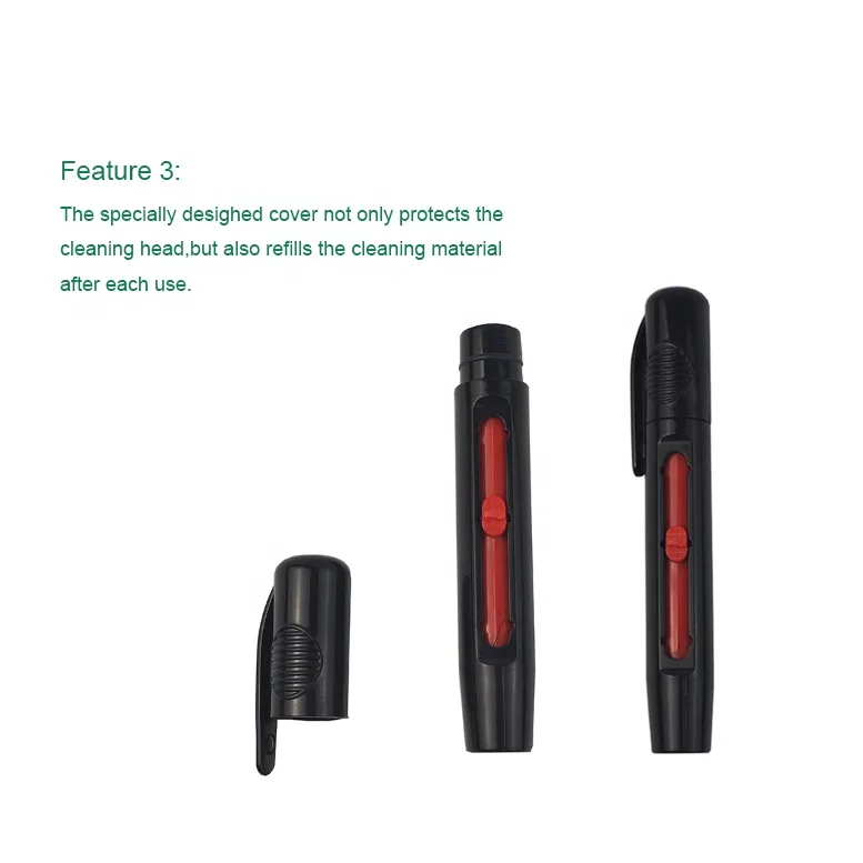 Black Small Double Head Retractable Camera Cleaning Pen With Computer Keyboard Brush Screen Cleaner