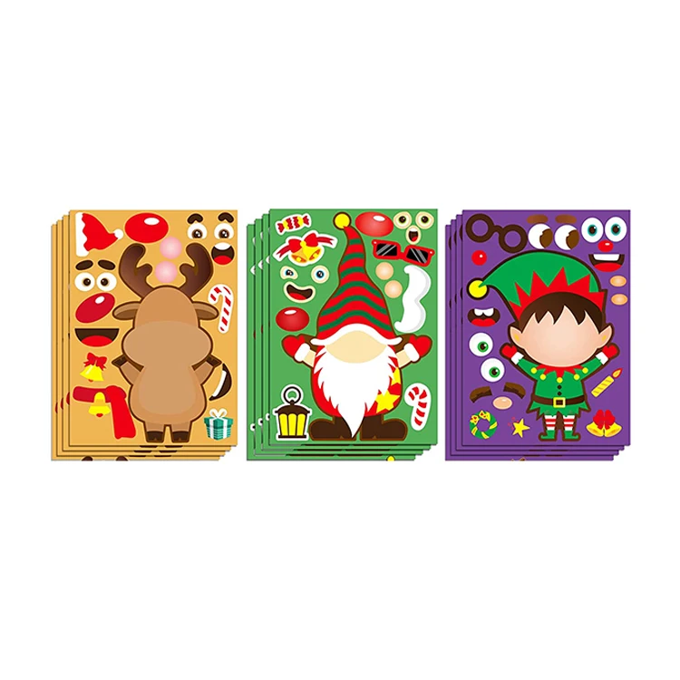 Christmas Party Games Stickers for Kids Crafts Make a Face Stickers Make Your Own Activities Sticker for Kids
